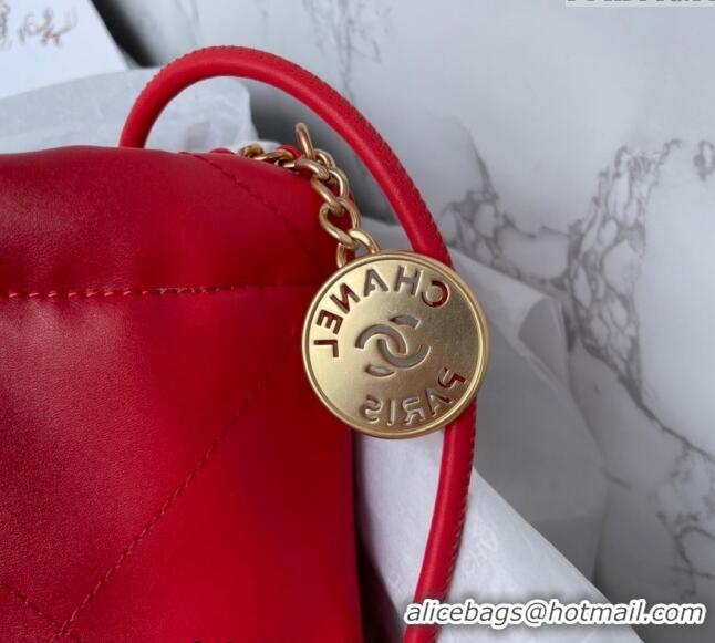 Most Popular Chanel 22 Shiny Calfskin Mini Shopping Bag AS3980 Red 2024