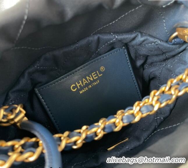 Reasonable Price Chanel 22 Shiny Calfskin Mini Shopping Bag AS3980 Navy Blue 2024