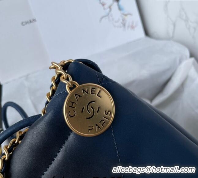 Reasonable Price Chanel 22 Shiny Calfskin Mini Shopping Bag AS3980 Navy Blue 2024