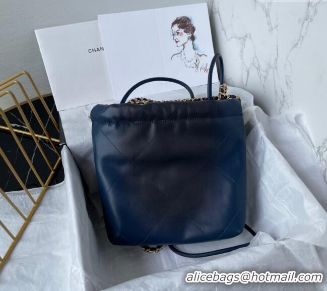 Reasonable Price Chanel 22 Shiny Calfskin Mini Shopping Bag AS3980 Navy Blue 2024