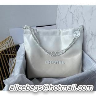 Good Taste Chanel 22 Patent Gradient Calfskin & Lacquered Metal Small Shopping Bag AS3260 White/Light Grey 2024