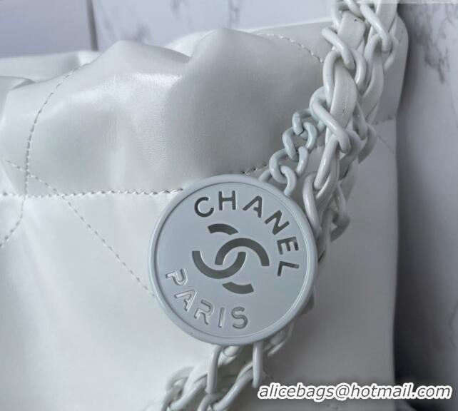 Good Taste Chanel 22 Patent Gradient Calfskin & Lacquered Metal Small Shopping Bag AS3260 White/Light Grey 2024