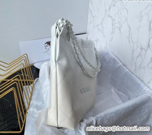 Good Taste Chanel 22 Patent Gradient Calfskin & Lacquered Metal Small Shopping Bag AS3260 White/Light Grey 2024