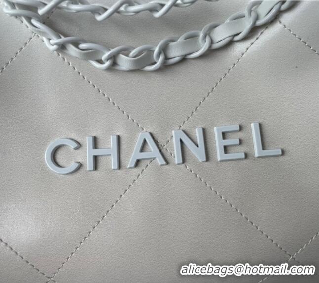 Good Taste Chanel 22 Patent Gradient Calfskin & Lacquered Metal Small Shopping Bag AS3260 White/Light Grey 2024