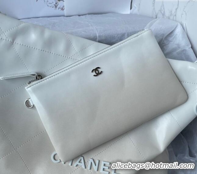 Good Taste Chanel 22 Patent Gradient Calfskin & Lacquered Metal Small Shopping Bag AS3260 White/Light Grey 2024