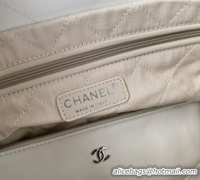 Good Taste Chanel 22 Patent Gradient Calfskin & Lacquered Metal Small Shopping Bag AS3260 White/Light Grey 2024