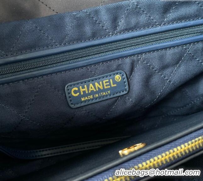 Trendy Design Chanel 22 Shiny Calfskin Small Shopping Bag AS3260 Navy Blue 2024