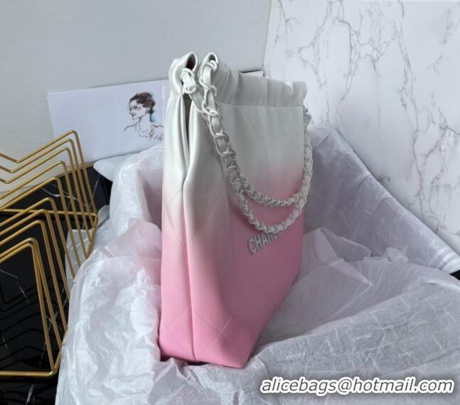 Promotional Chanel 22 Patent Gradient Calfskin & Lacquered Metal Small Shopping Bag AS3260 White/Light Pink 2024