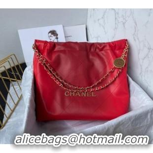 Traditional Specials Chanel 22 Shiny Calfskin Small Shopping Bag AS3260 Red 2024