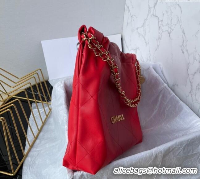 Traditional Specials Chanel 22 Shiny Calfskin Small Shopping Bag AS3260 Red 2024