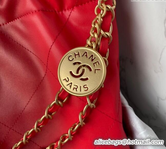 Traditional Specials Chanel 22 Shiny Calfskin Small Shopping Bag AS3260 Red 2024