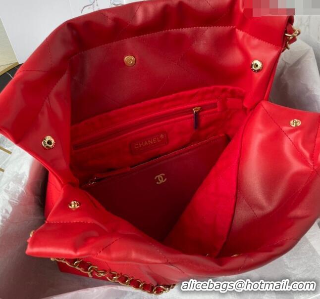 Traditional Specials Chanel 22 Shiny Calfskin Small Shopping Bag AS3260 Red 2024