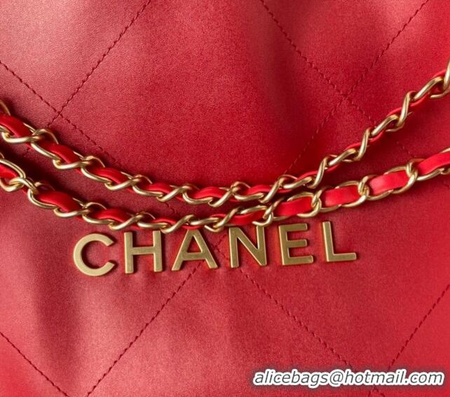 Traditional Specials Chanel 22 Shiny Calfskin Small Shopping Bag AS3260 Red 2024