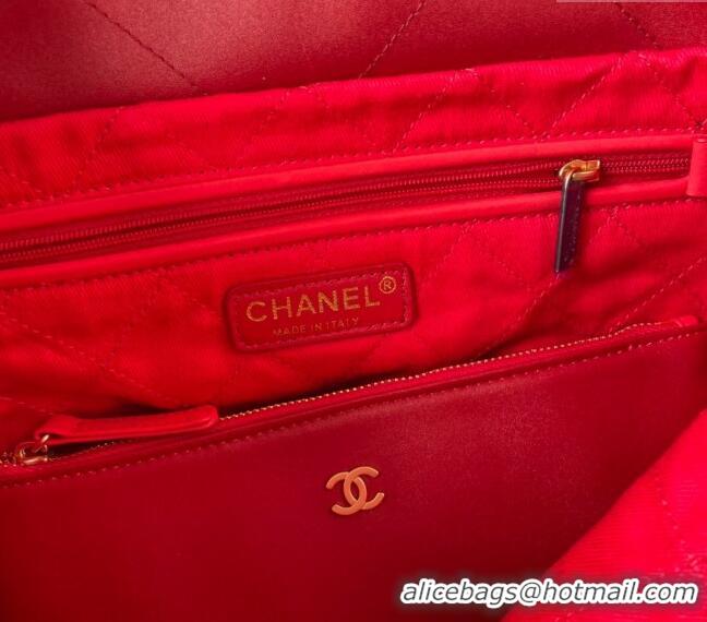 Traditional Specials Chanel 22 Shiny Calfskin Small Shopping Bag AS3260 Red 2024