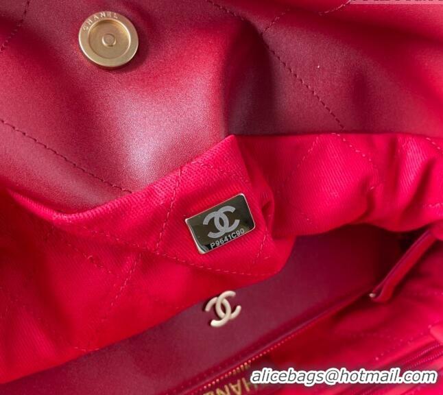 Traditional Specials Chanel 22 Shiny Calfskin Small Shopping Bag AS3260 Red 2024