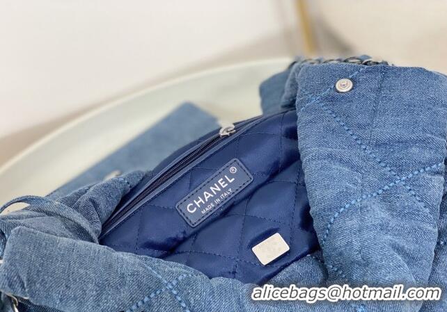 Famous Brand Chanel 22 Studs Quilted Denim Mini Shopping Bag AS3260 Blue 2024