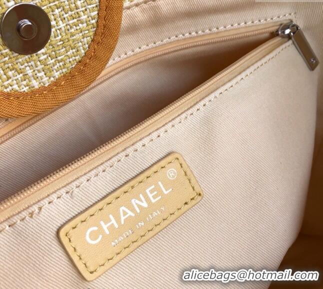 Top Grade Chanel Deauville Mixed Fibers and Calfskin Shopping Bag A66941 Yellow 2024