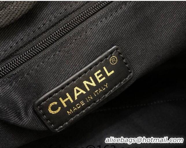 Top Quality Chanel Deauville Mixed Fibers and Calfskin Shopping Bag A66941 Black 2024