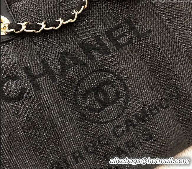 Top Quality Chanel Deauville Mixed Fibers and Calfskin Shopping Bag A66941 Black 2024