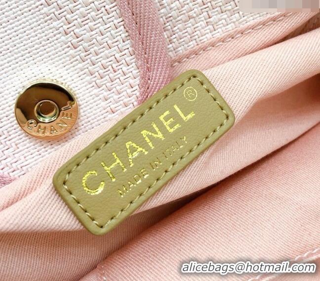 Popular Style Chanel Deauville Mixed Fibers and Calfskin Shopping Bag A66941 White/Pink 2024