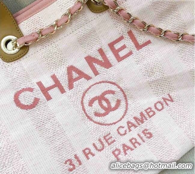 Popular Style Chanel Deauville Mixed Fibers and Calfskin Shopping Bag A66941 White/Pink 2024