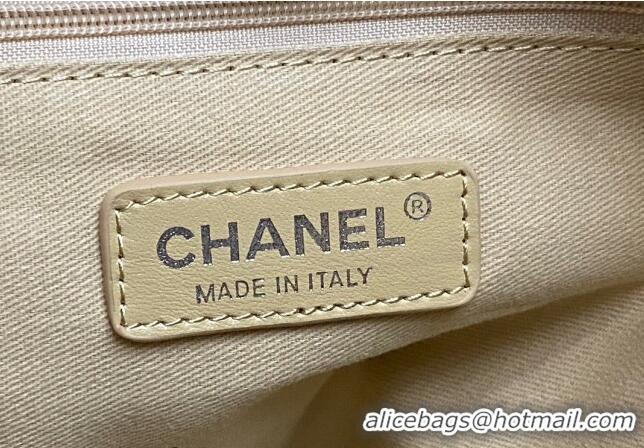 Famous Brand Chanel Deauville Cotton & Calfskin Medium Shopping Bag AS2007 Beige 2024