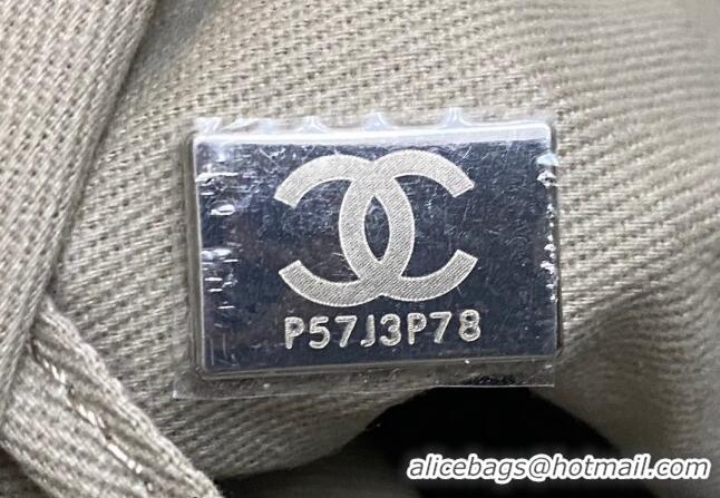 New Style Chanel Deauville Cotton & Calfskin Medium Shopping Bag AS2007 Grey 2024