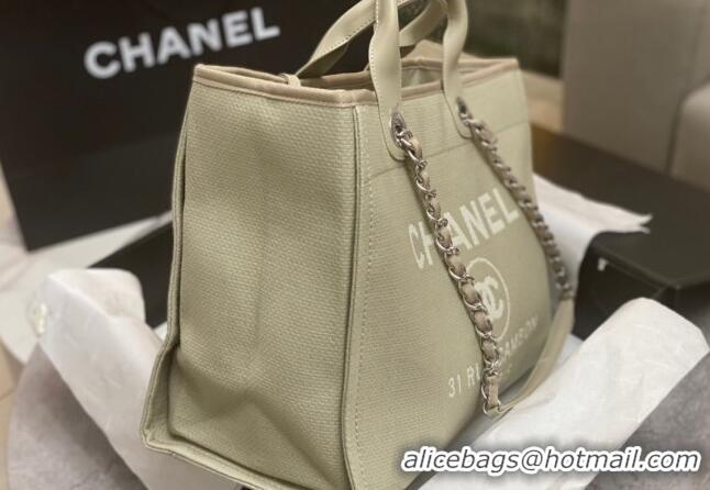 Inexpensive Chanel Deauville Cotton & Calfskin Large Shopping Bag AS2007 Grey 2024