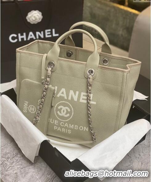 Inexpensive Chanel Deauville Cotton & Calfskin Large Shopping Bag AS2007 Grey 2024