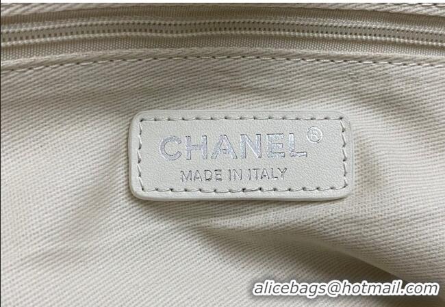 Super Quality Chanel Deauville Cotton & Calfskin Large Shopping Bag AS2007 White 2024