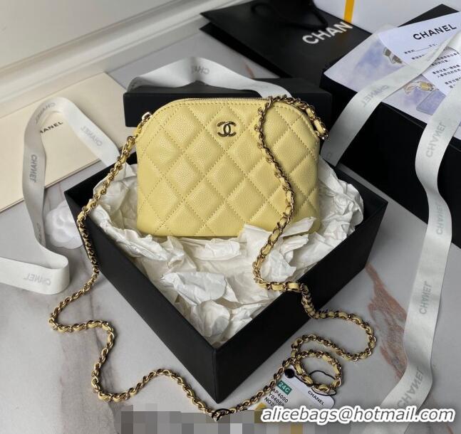 Top Quality Chanel Grained Calfskin Clutch with Chain AP4000 Yellow 2024