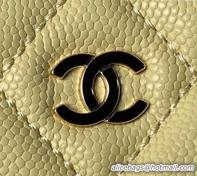 Top Quality Chanel Grained Calfskin Clutch with Chain AP4000 Yellow 2024