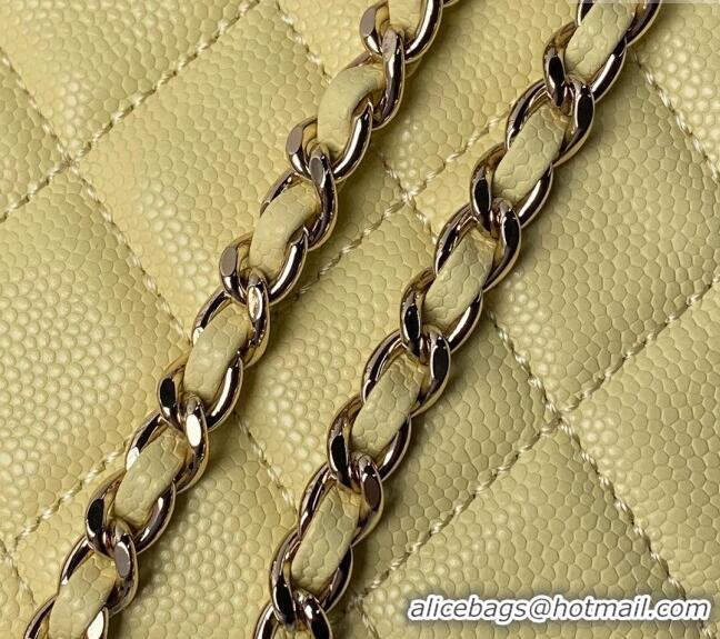 Top Quality Chanel Grained Calfskin Clutch with Chain AP4000 Yellow 2024