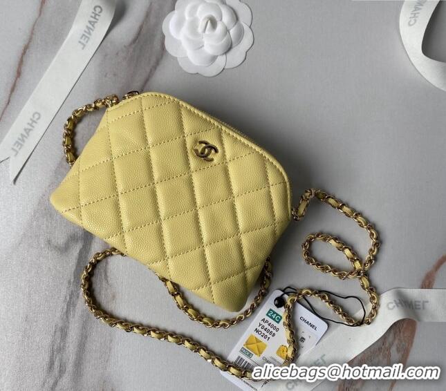 Top Quality Chanel Grained Calfskin Clutch with Chain AP4000 Yellow 2024