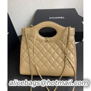 Good Quality Chanel 31 Shiny Lambskin Small Shopping bag AS4853 Beige 2024