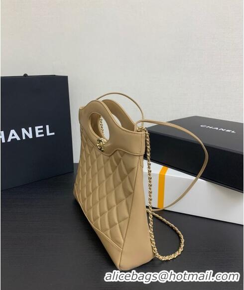 Good Quality Chanel 31 Shiny Lambskin Small Shopping bag AS4853 Beige 2024