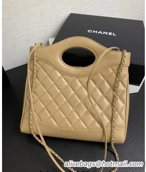 Good Quality Chanel 31 Shiny Lambskin Small Shopping bag AS4853 Beige 2024