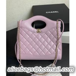 Best Quality Chanel 31 Shiny Lambskin Small Shopping bag AS4853 Light Purple 2024