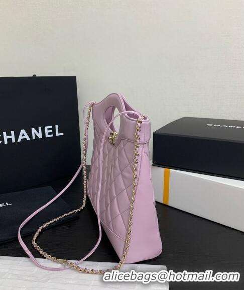 Best Quality Chanel 31 Shiny Lambskin Small Shopping bag AS4853 Light Purple 2024