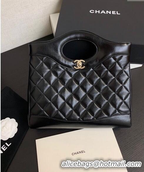 Top Design Chanel 31 Shiny Lambskin Small Shopping bag AS4853 Black 2024