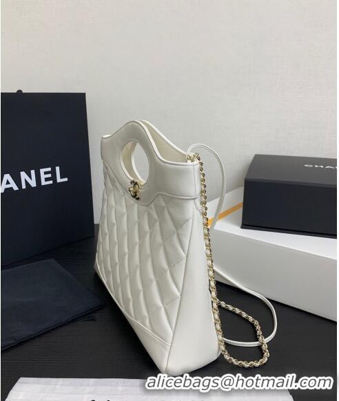 Buy Discount Chanel 31 Shiny Lambskin Small Shopping bag AS4853 White 2024