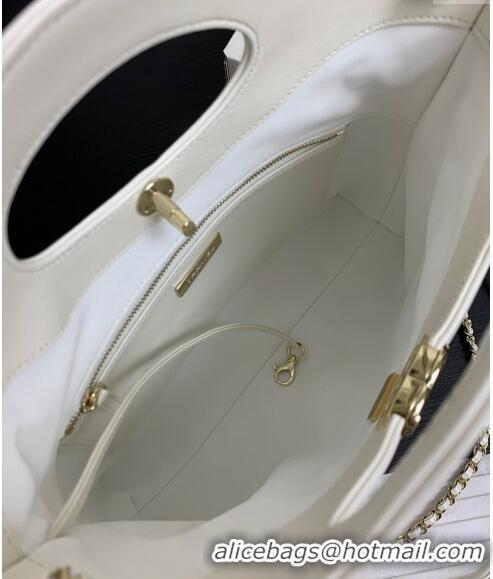 Buy Discount Chanel 31 Shiny Lambskin Small Shopping bag AS4853 White 2024