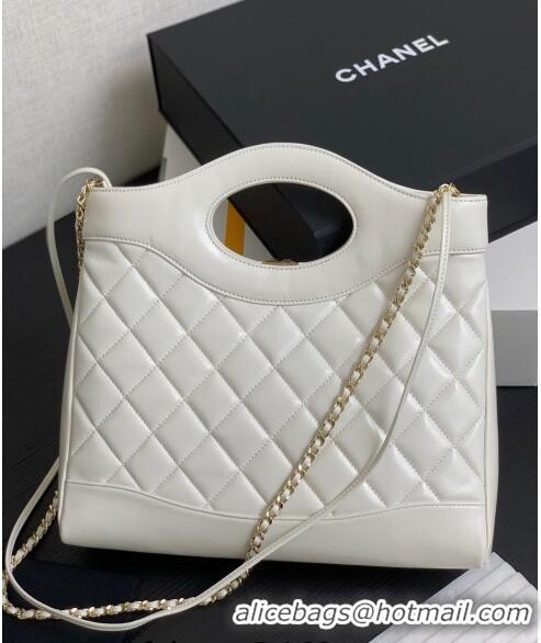 Buy Discount Chanel 31 Shiny Lambskin Small Shopping bag AS4853 White 2024