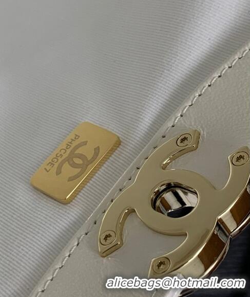 Buy Discount Chanel 31 Shiny Lambskin Small Shopping bag AS4853 White 2024