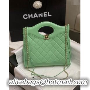 Promotional Chanel 31 Shiny Lambskin Small Shopping bag AS4853 Light Green 2024