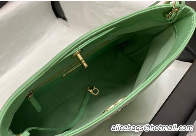 Promotional Chanel 31 Shiny Lambskin Small Shopping bag AS4853 Light Green 2024