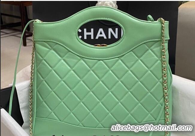 Promotional Chanel 31 Shiny Lambskin Small Shopping bag AS4853 Light Green 2024