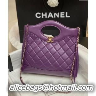 Well Crafted Chanel 31 Shiny Lambskin Small Shopping bag AS4853 Dark Purple 2024