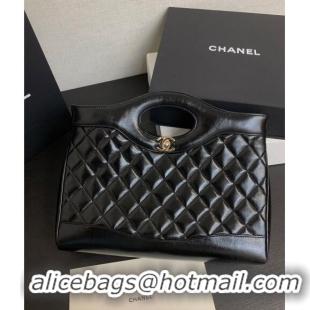 Super Quality Chanel 31 Shiny Lambskin East-West Shopping bag AS4854 Black 2024