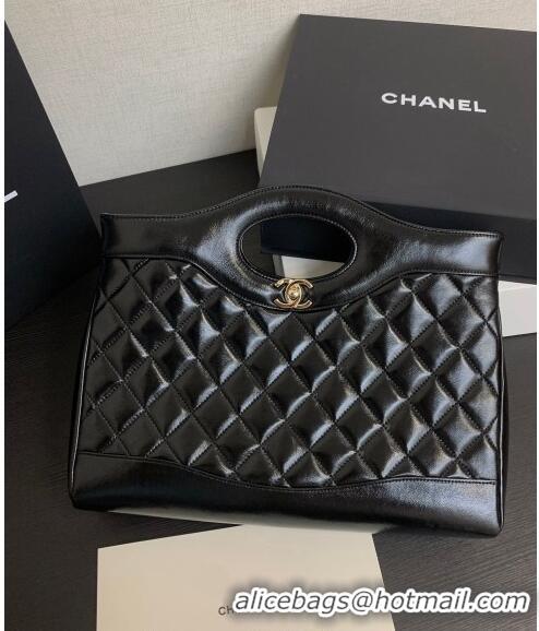 Super Quality Chanel 31 Shiny Lambskin East-West Shopping bag AS4854 Black 2024